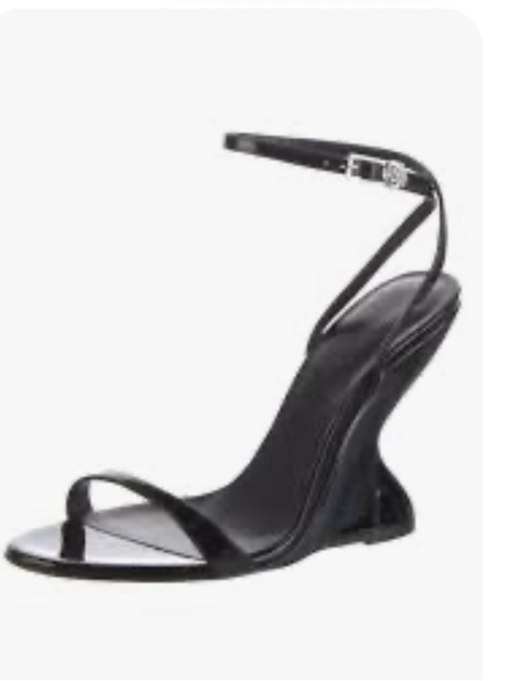 JW PEI Black Sculpted Wedge Ankle-Strap Sandal